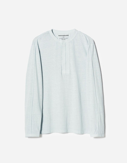 7208 Cotton Hemp Henley L/S T-Shirt Light Blue