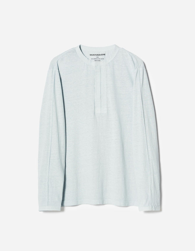 7208 Cotton Hemp Henley L/S T-Shirt Light Blue
