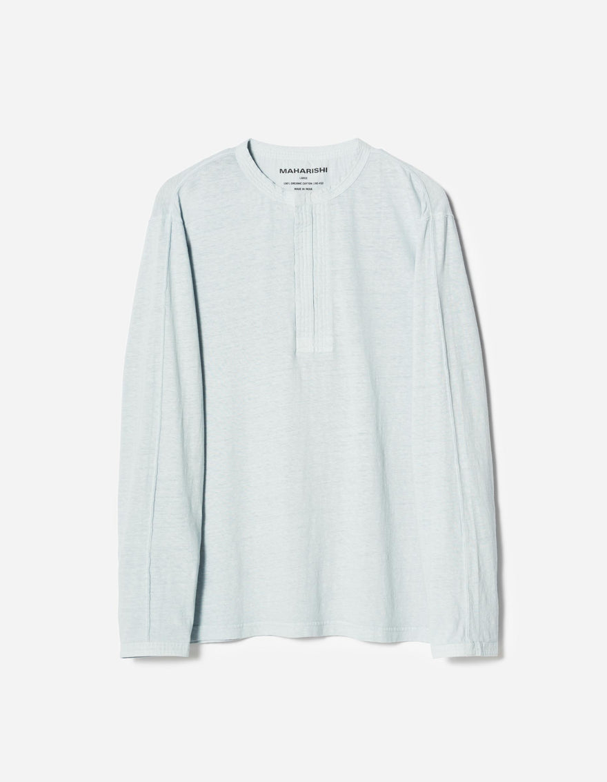7208 Cotton Hemp Henley L/S T-Shirt Light Blue