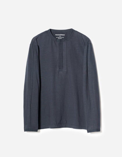 7208 Cotton Hemp Henley L/S T-Shirt Navy
