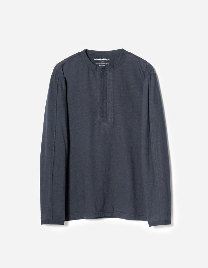 7208 Cotton Hemp Henley L/S T-Shirt Navy