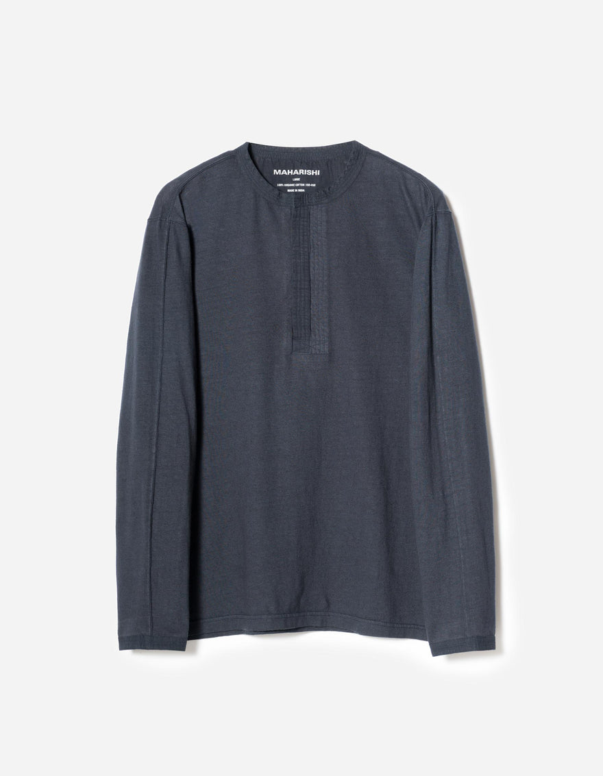 7208 Cotton Hemp Henley L/S T-Shirt Navy