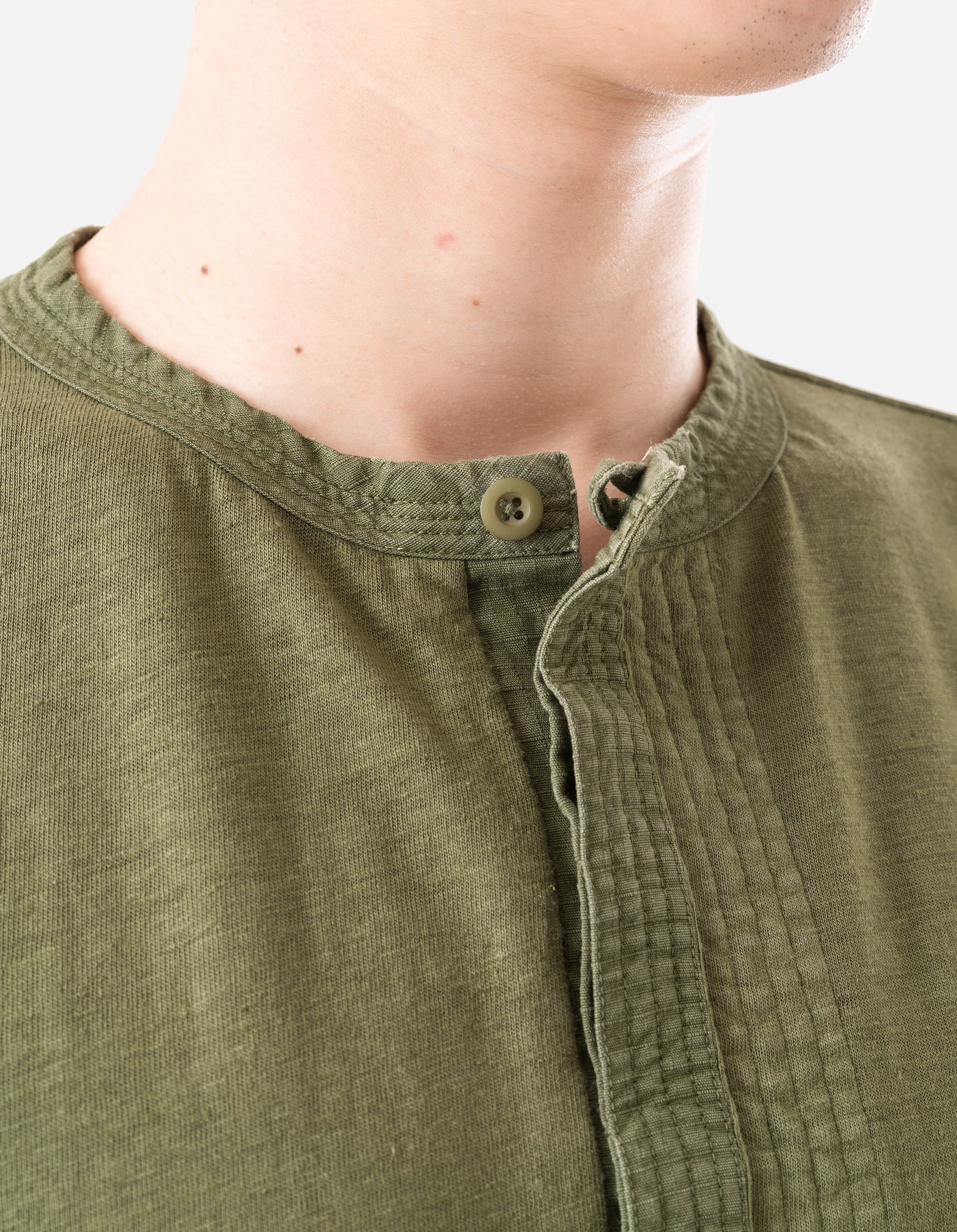 7208 Cotton Hemp Henley L/S T-Shirt Olive OG-107F