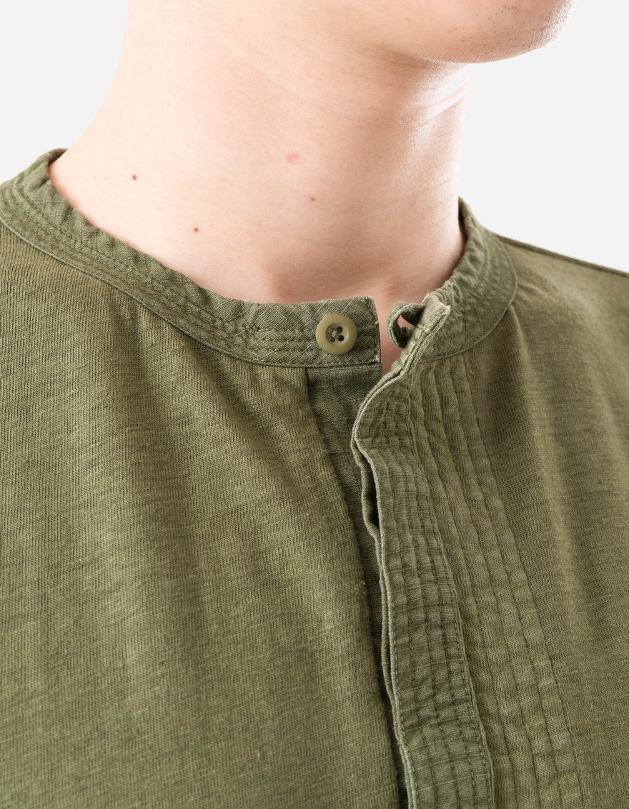 7208 Cotton Hemp Henley L/S T-Shirt Olive OG-107F