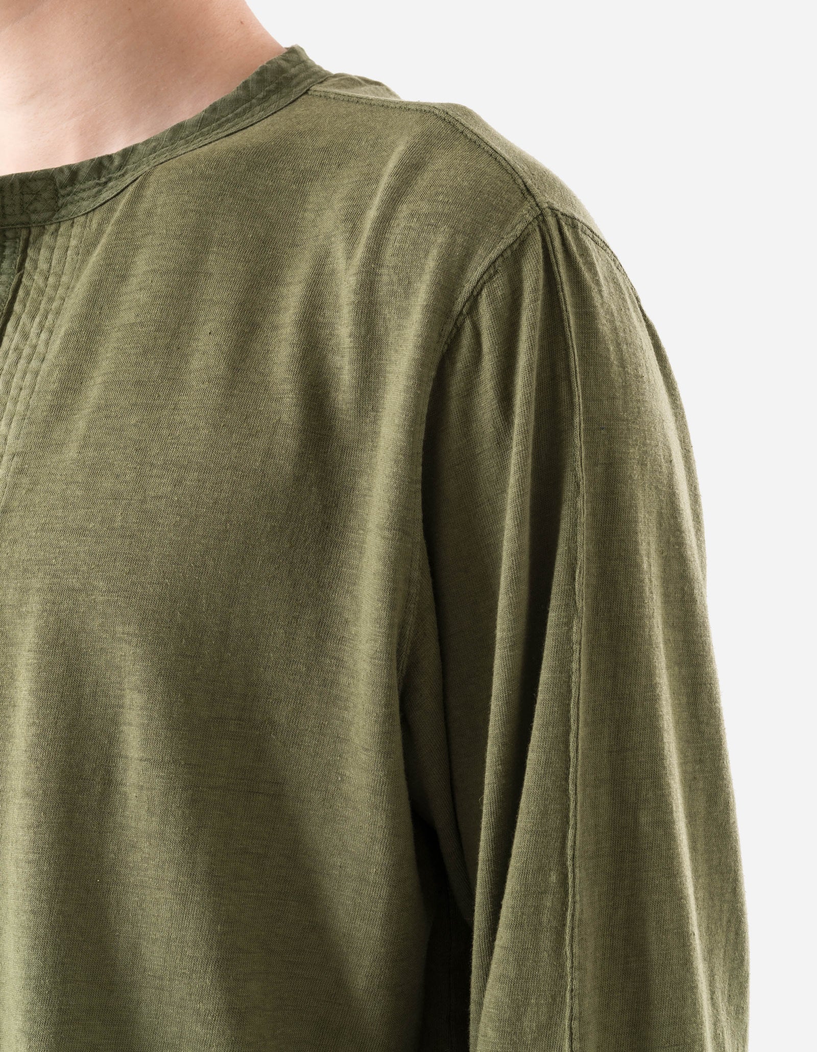 7208 Cotton Hemp Henley L/S T-Shirt Olive OG-107F