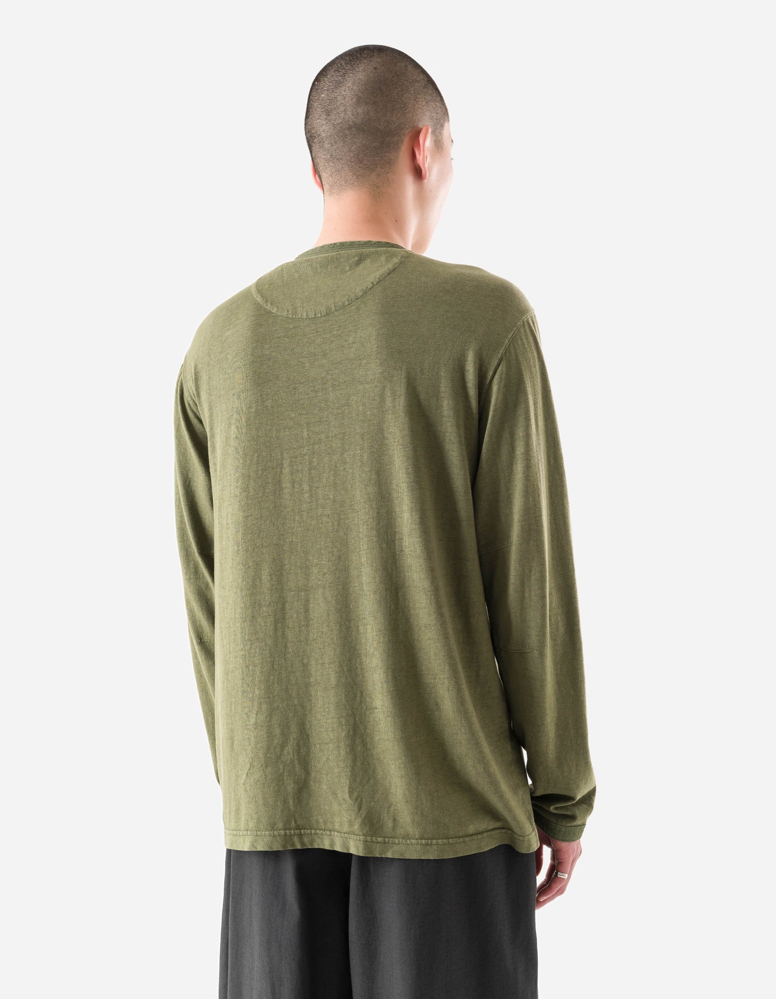7208 Cotton Hemp Henley L/S T-Shirt Olive OG-107F