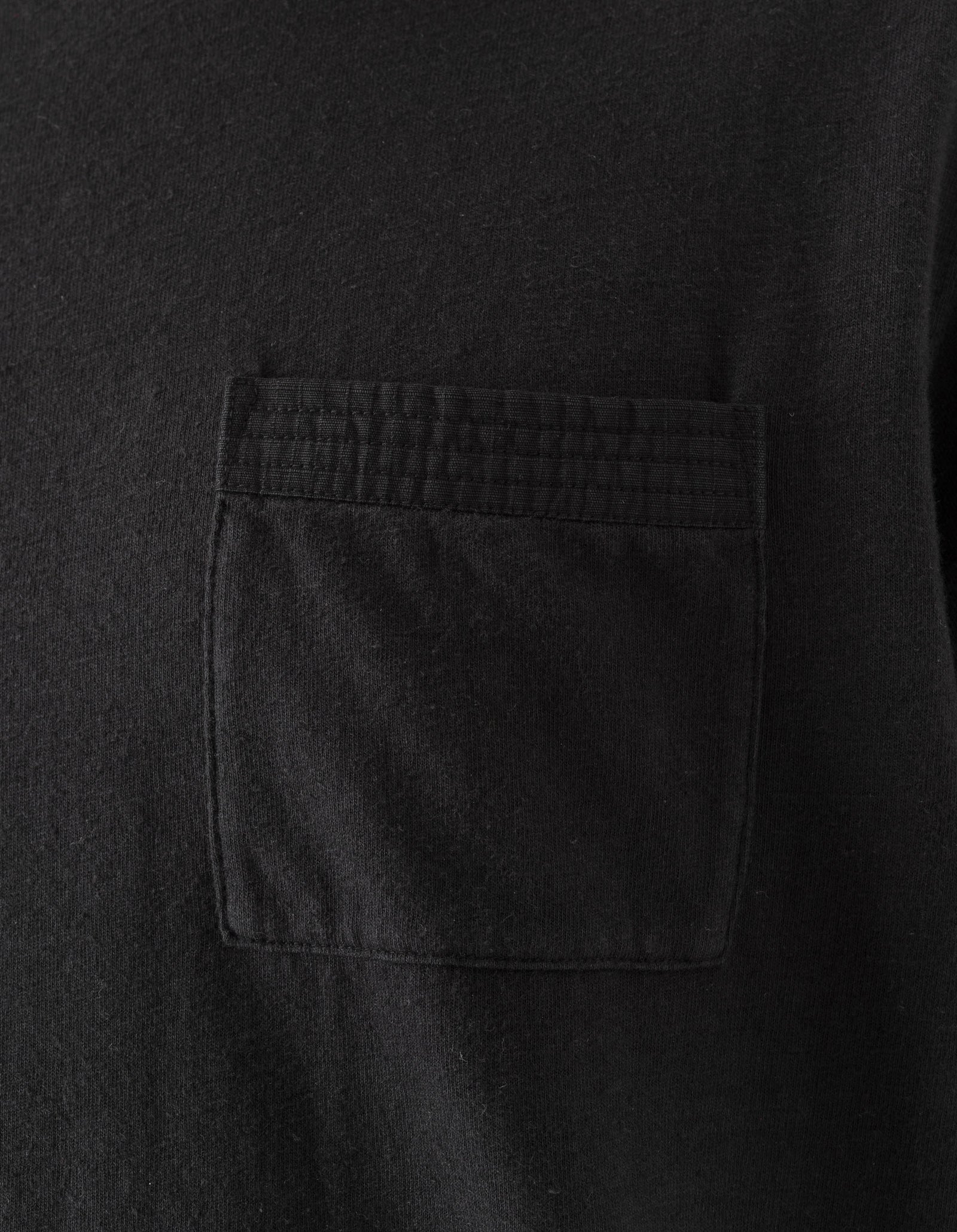 Close-up of a dark gray shirt with a pocket