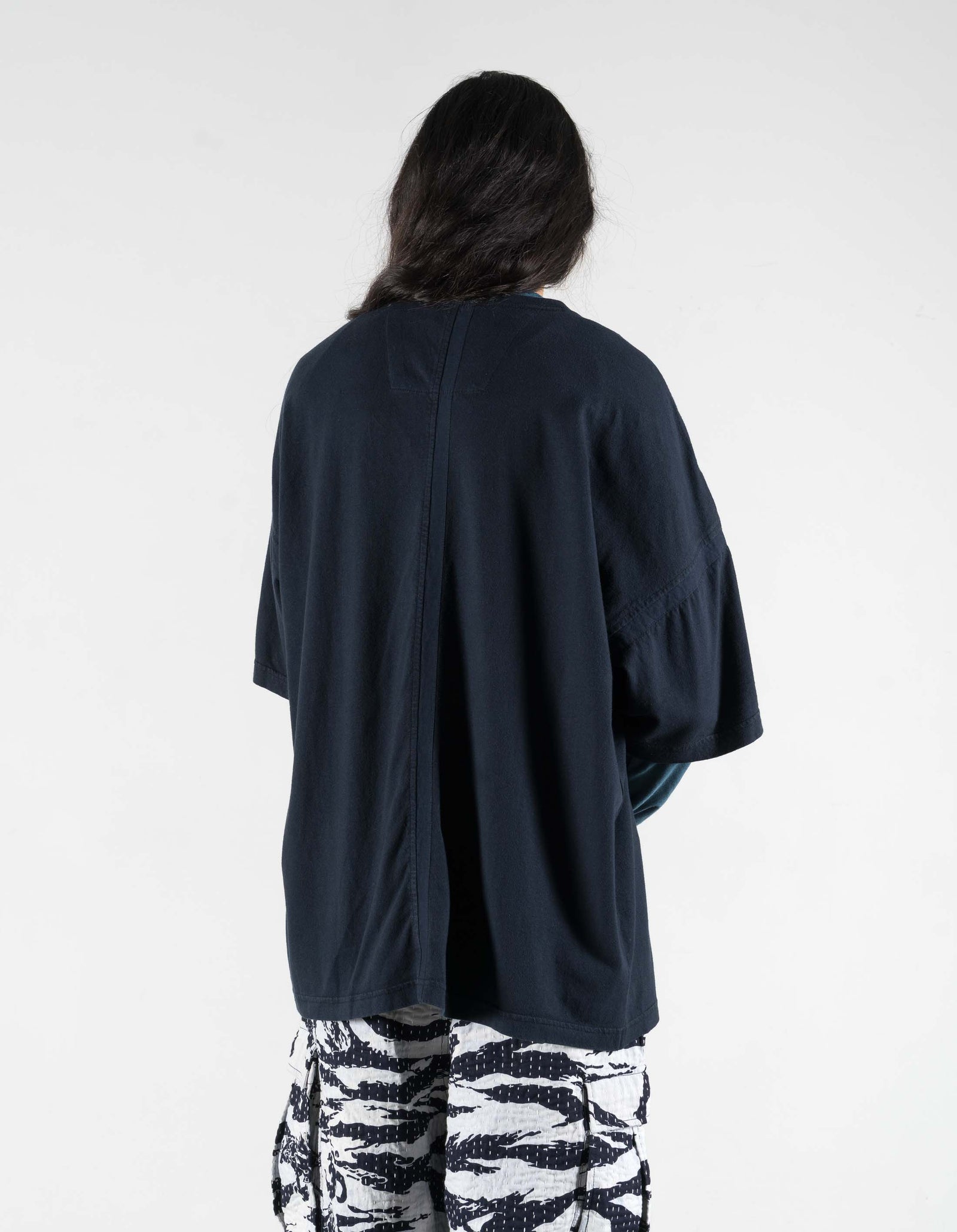 7210 Cotton Hemp Kimono T-shirt Navy