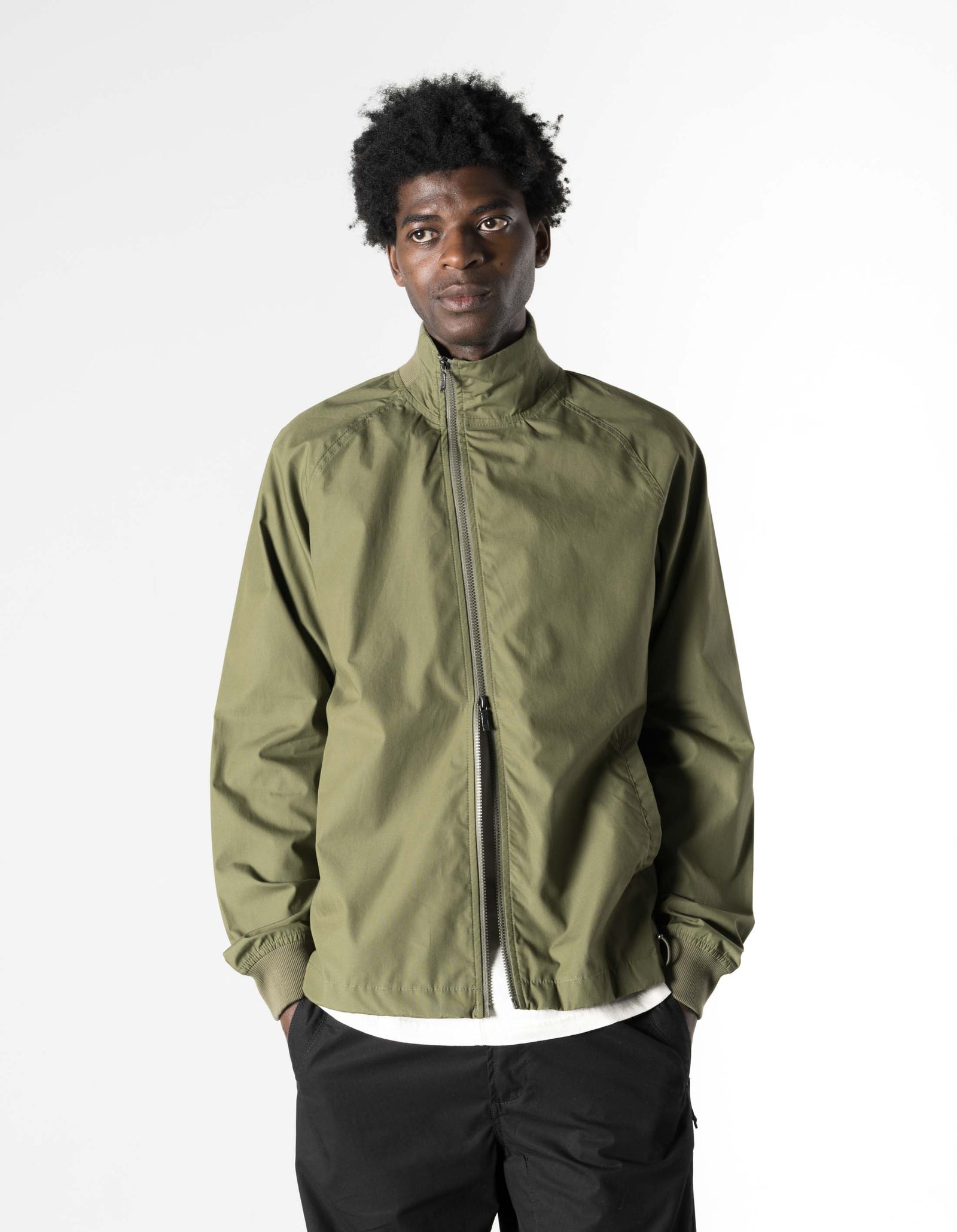 7211 Asym Woven Track Top Olive OG-107F