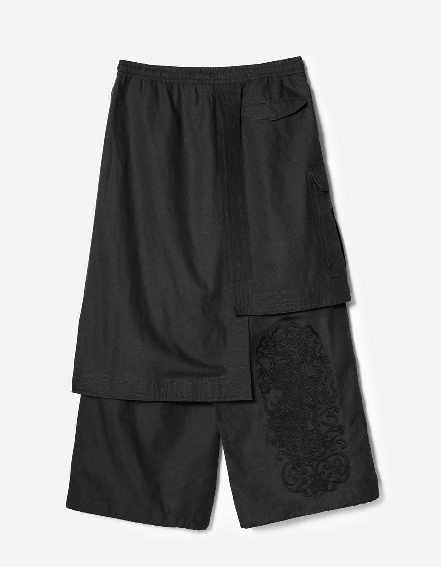7232 Kirin Asym Cargo Hakama Pants Black