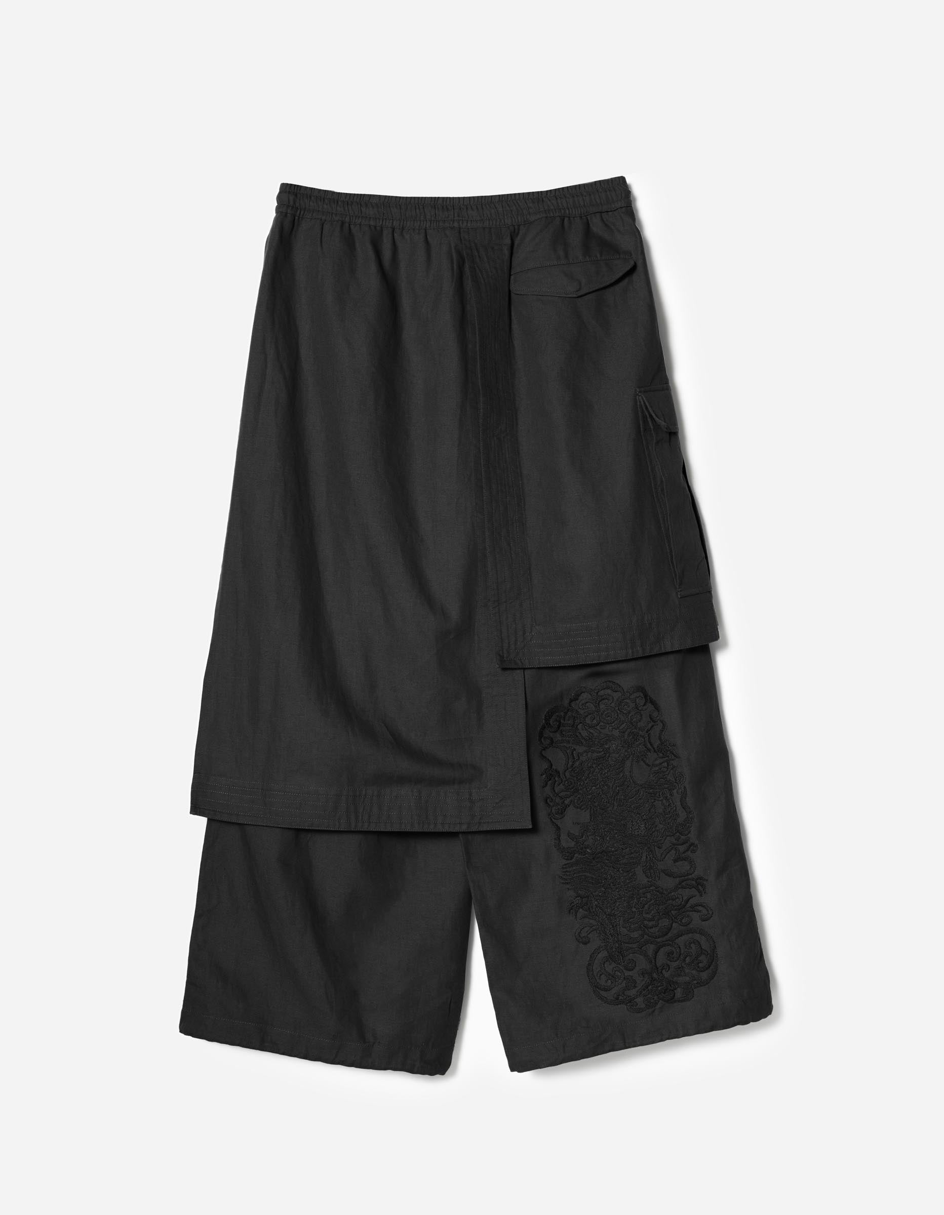 7232 Kirin Asym Cargo Hakama Pants Black – Maharishi