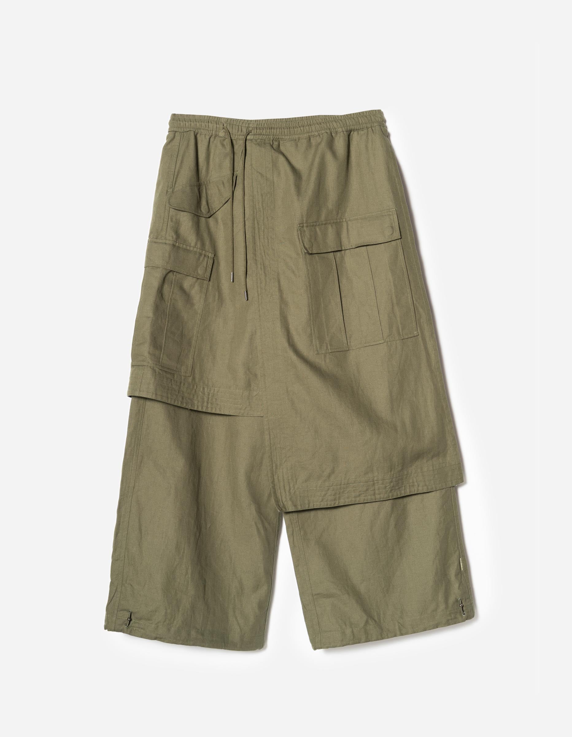 7232 Kirin Asym Cargo Hakama Pants Olive OG-107F – Maharishi