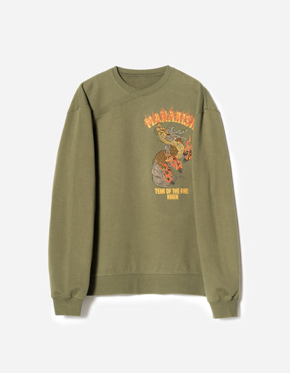 7235 Fire Kirin Tour Monk Crew Sweat Olive OG-107F