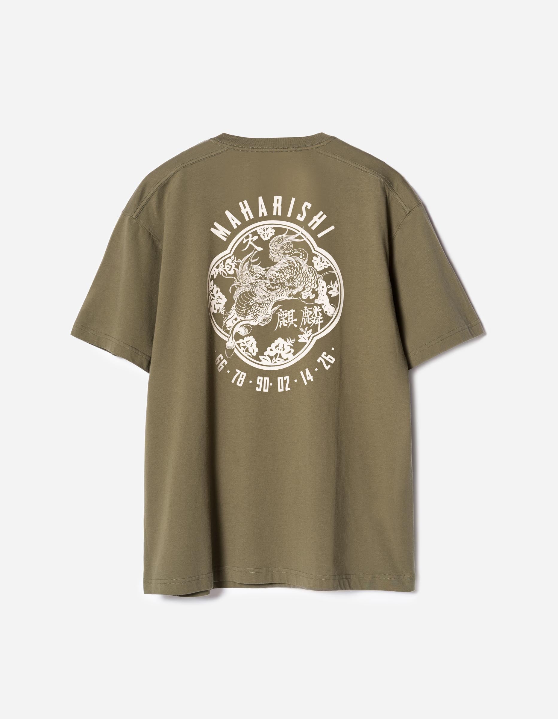 7238 Paper Cut Kirin T-Shirt Olive OG-107F