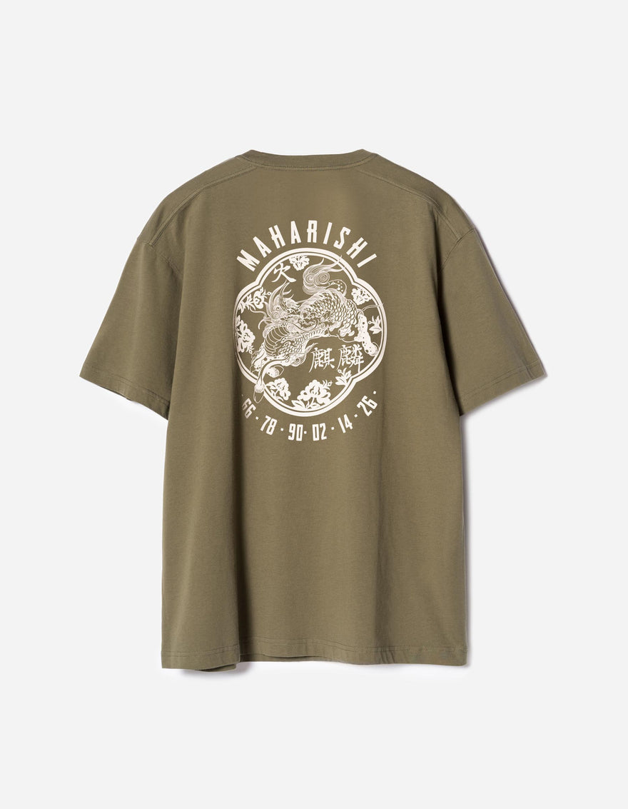7238 Paper Cut Kirin T-Shirt Olive OG-107F
