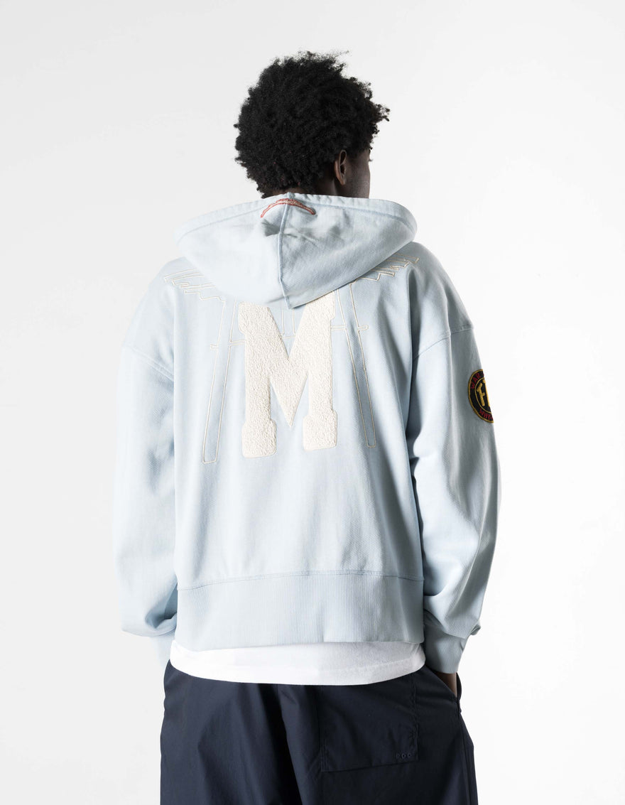 7244 Temple M Vintage Hooded Sweat Light Blue