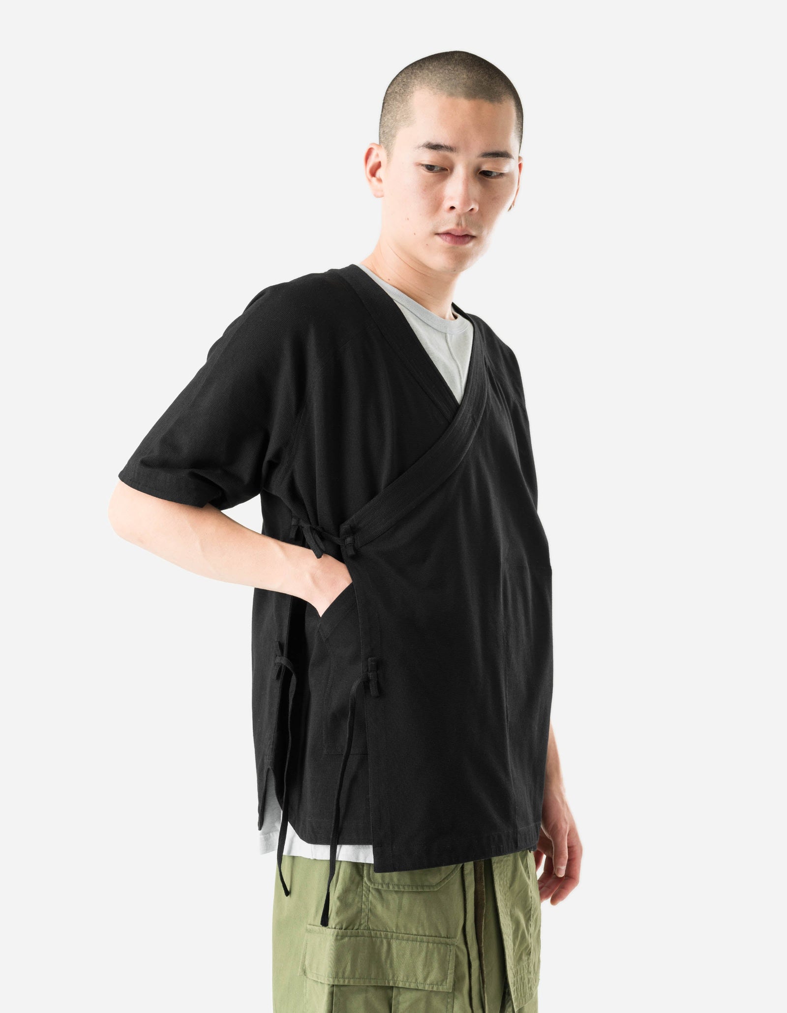 7309 Coolmax® Mesh Asym Monk Shirt Black