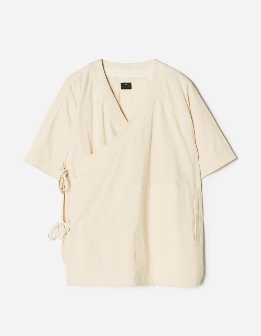 7309 Coolmax® Mesh Asym Monk Shirt Ecru