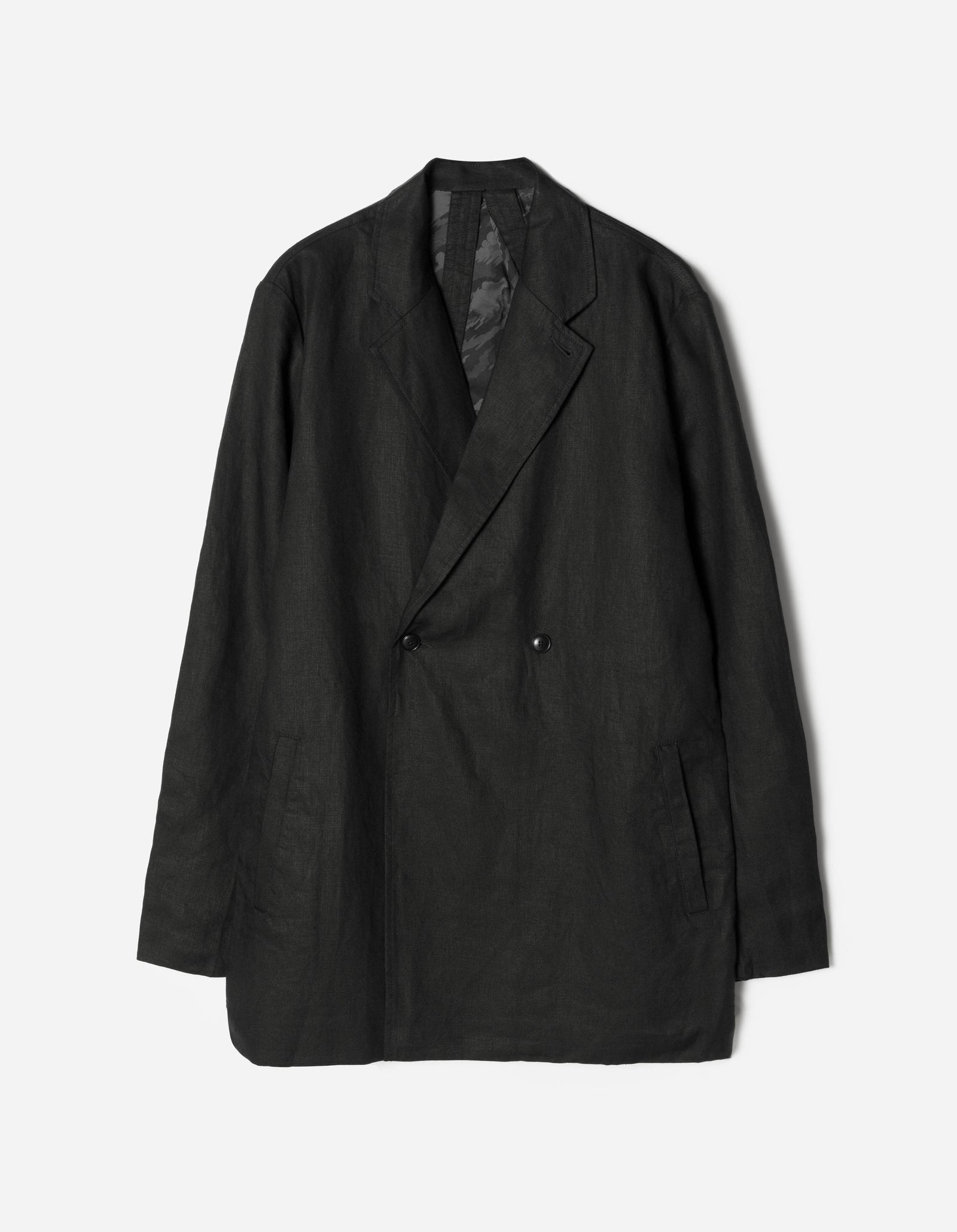 7311 Maha Asym Linen Blazer Black