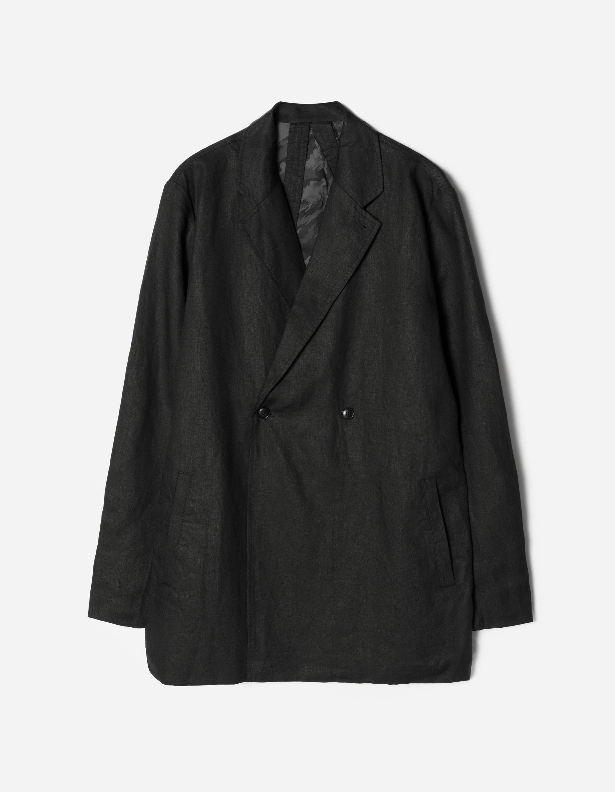 7311 Maha Asym Linen Blazer Black