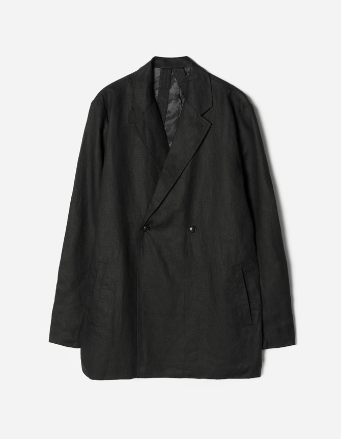 7311 Maha Asym Linen Blazer Black