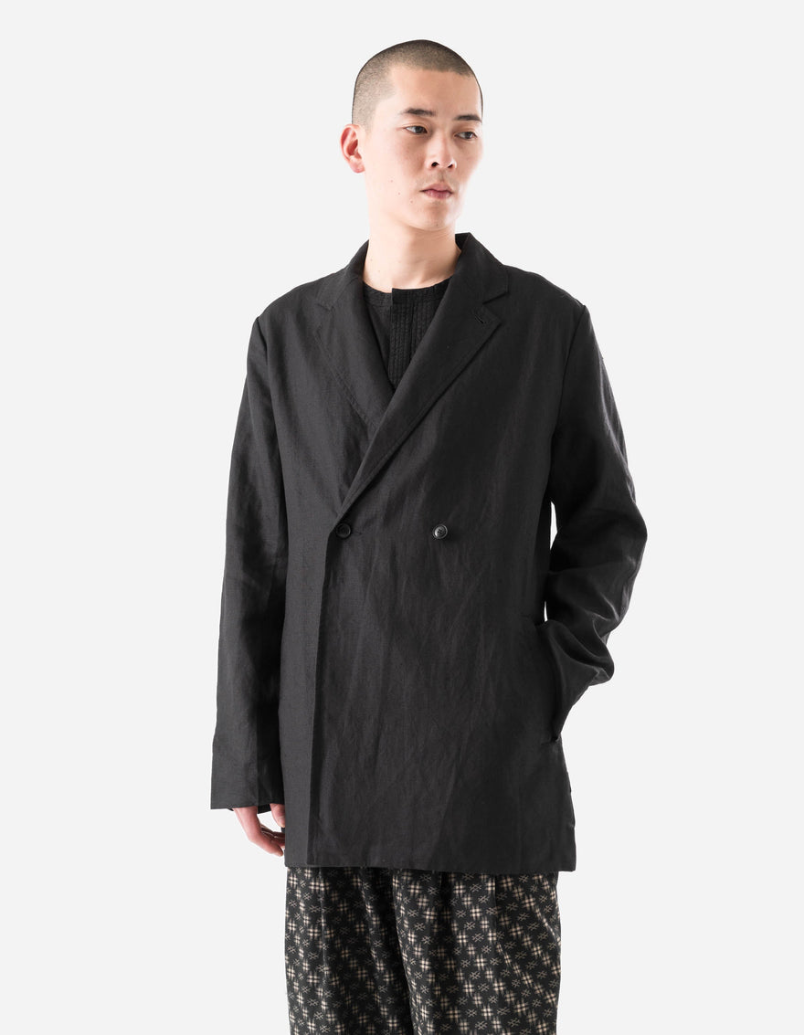 7311 Maha Asym Linen Blazer Black