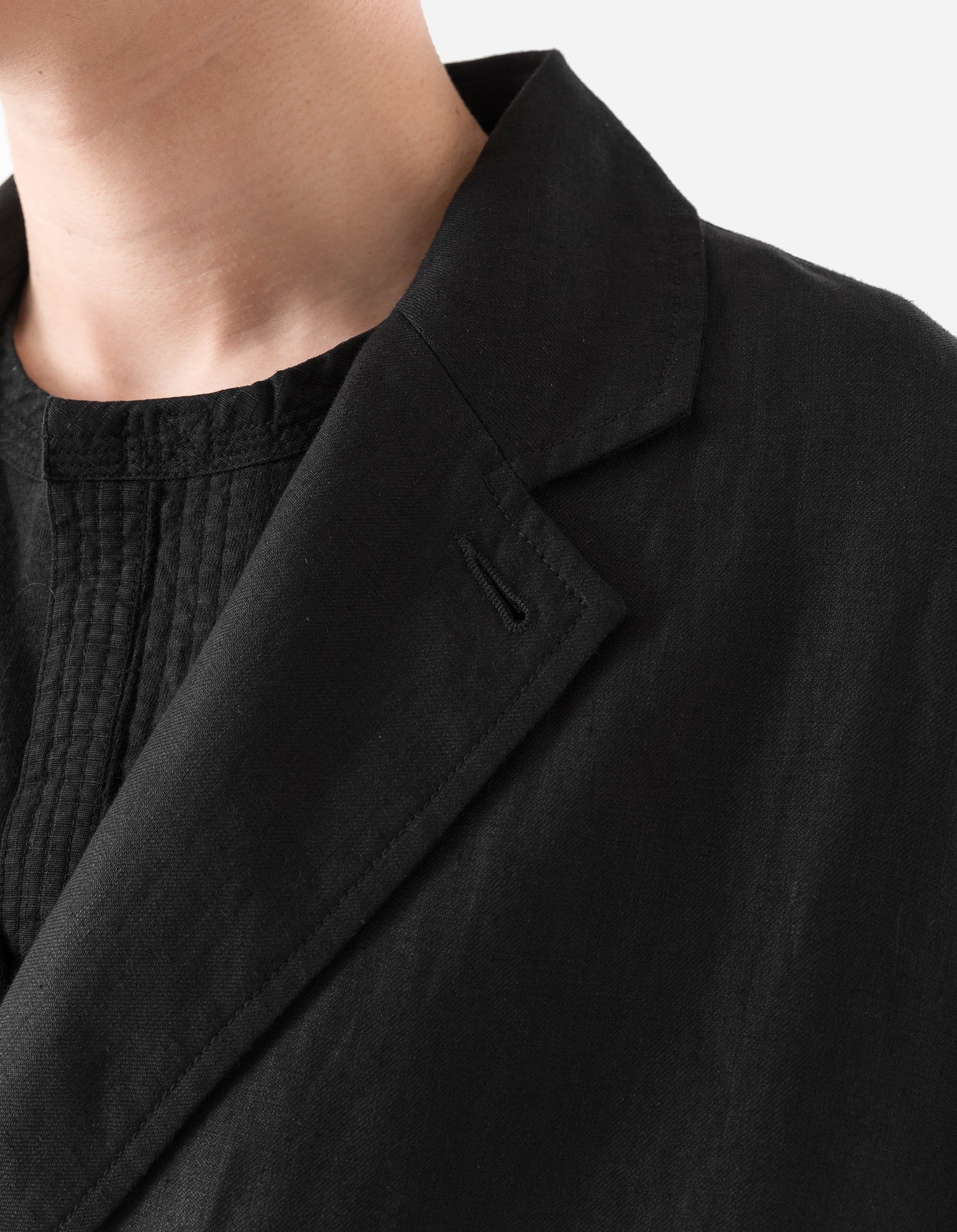 7311 Maha Asym Linen Blazer Black