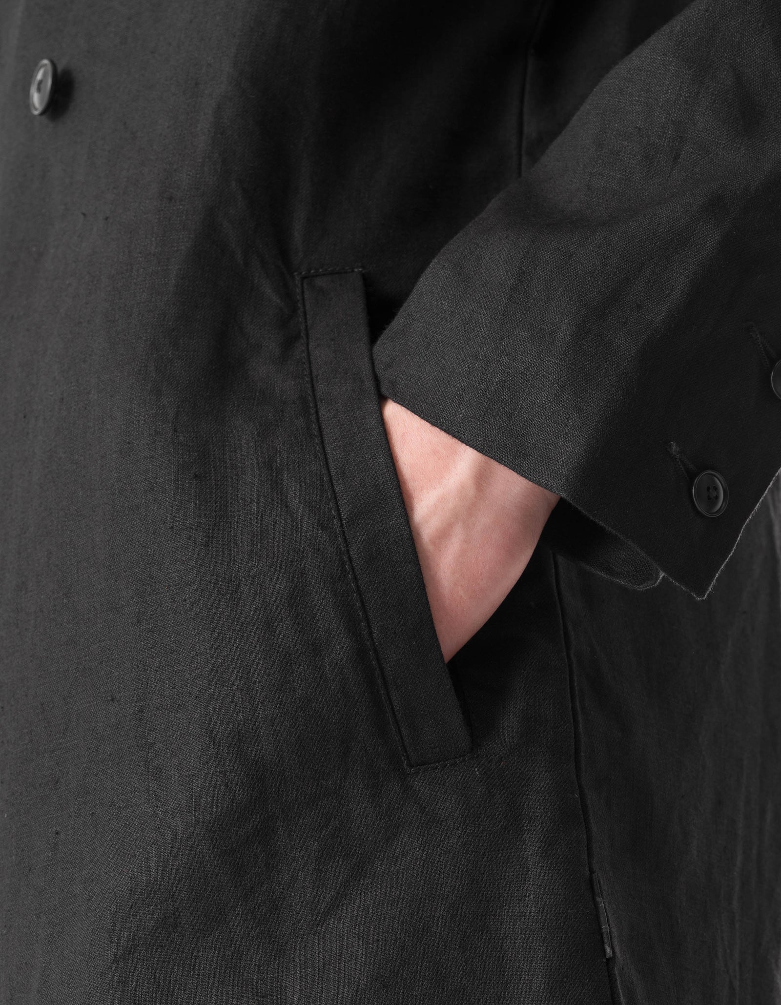 7311 Maha Asym Linen Blazer Black