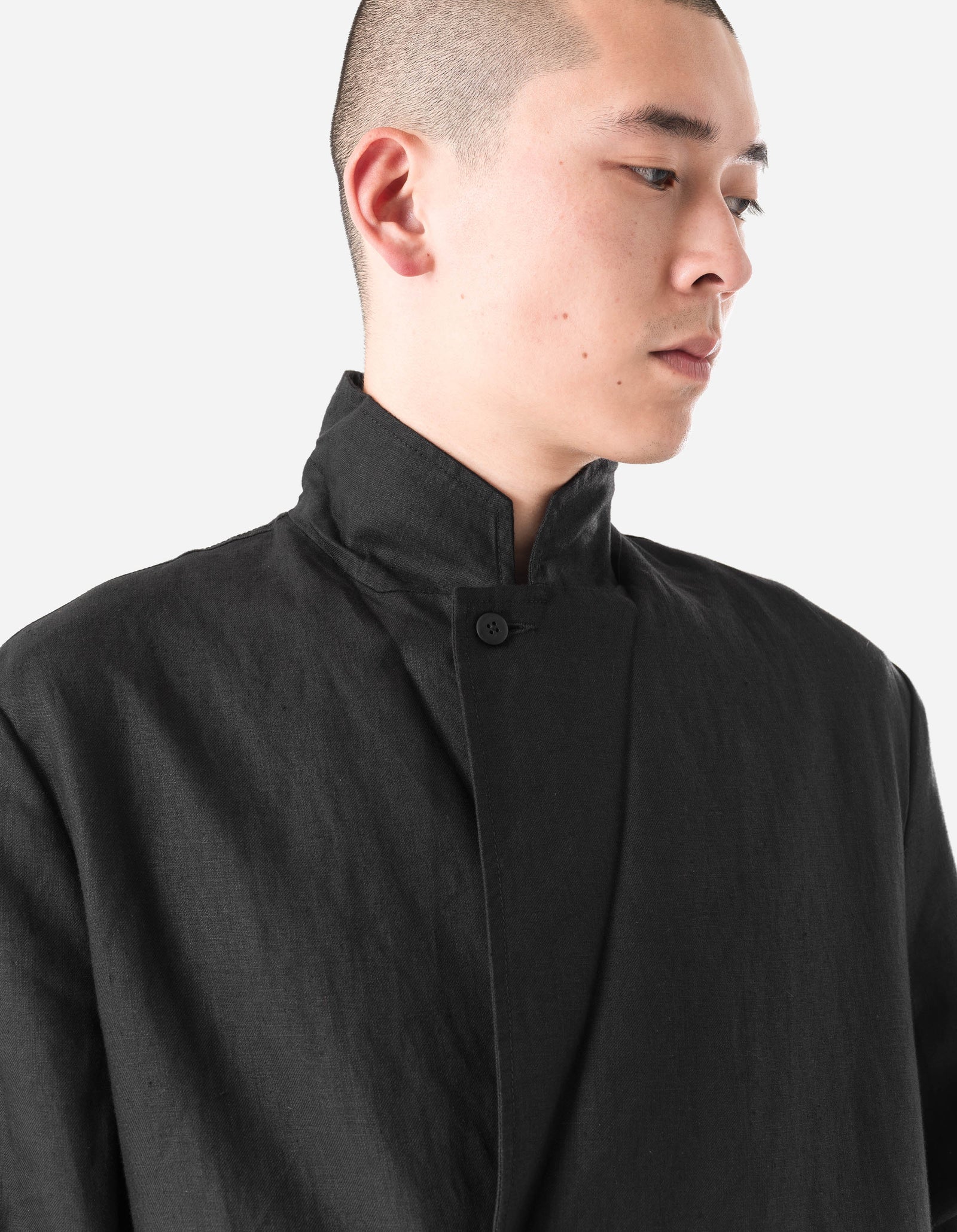 7311 Maha Asym Linen Blazer Black