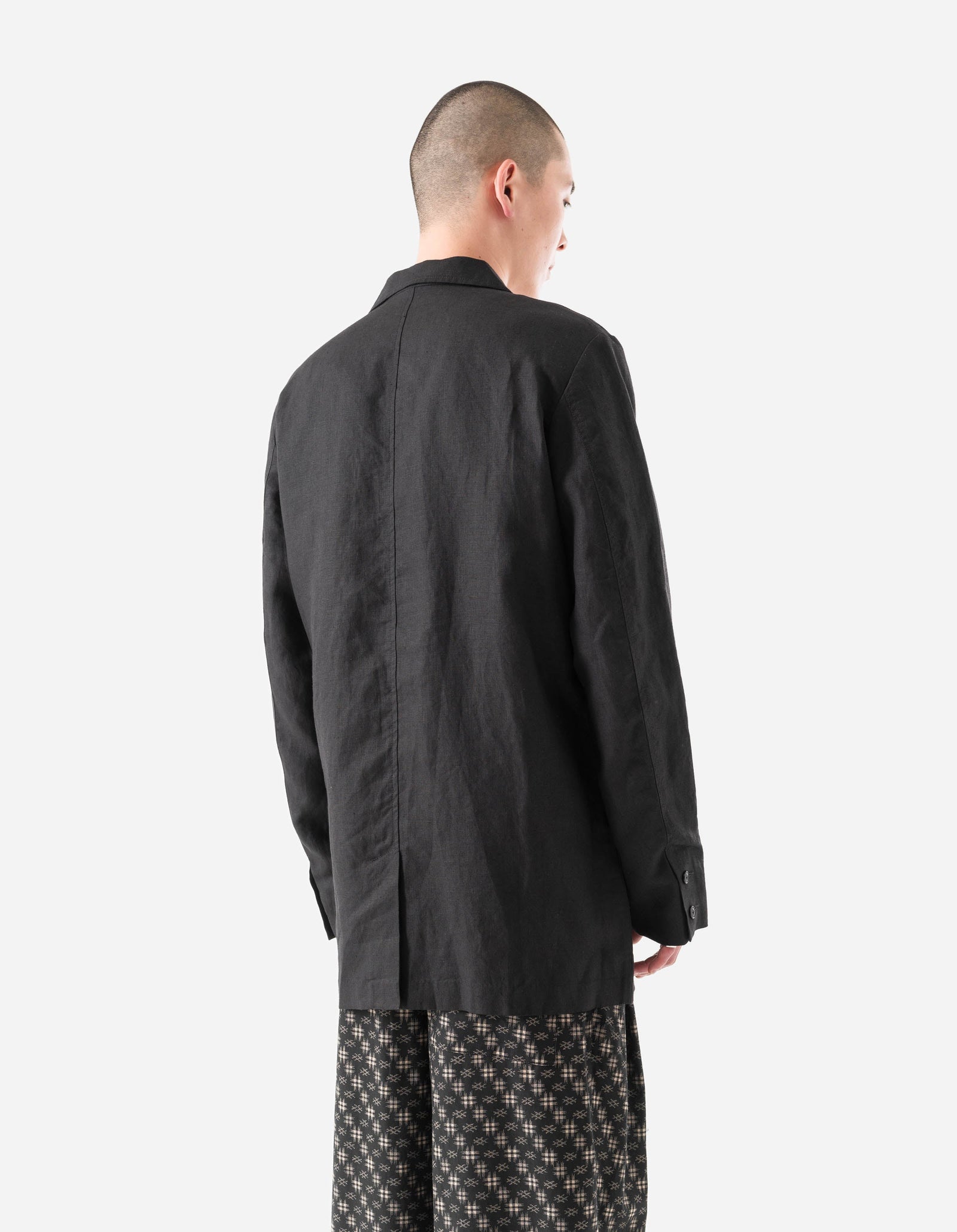 7311 Maha Asym Linen Blazer Black