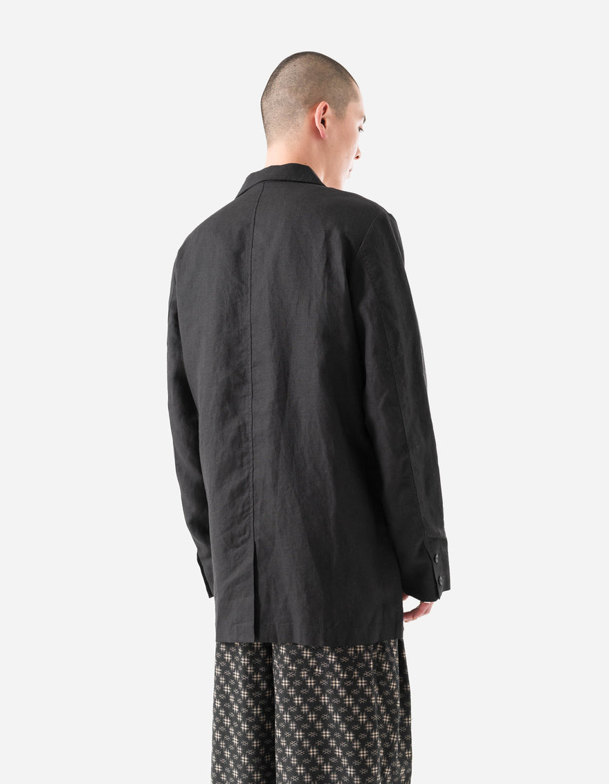 7311 Maha Asym Linen Blazer Black