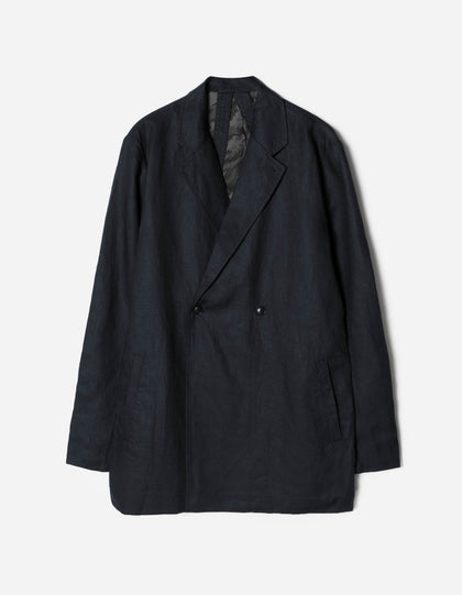 7311 Maha Asym Linen Blazer Navy