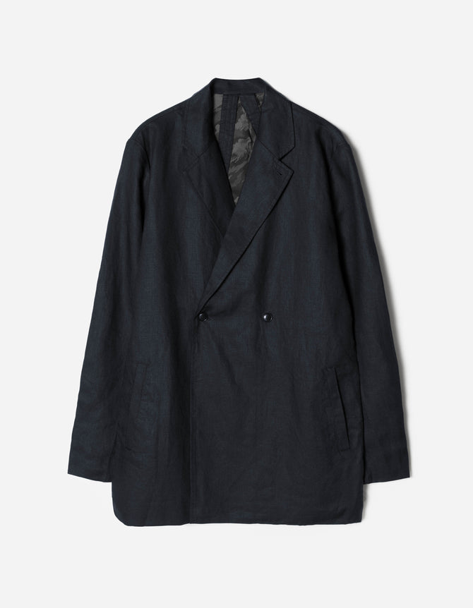 7311 Maha Asym Linen Blazer Navy