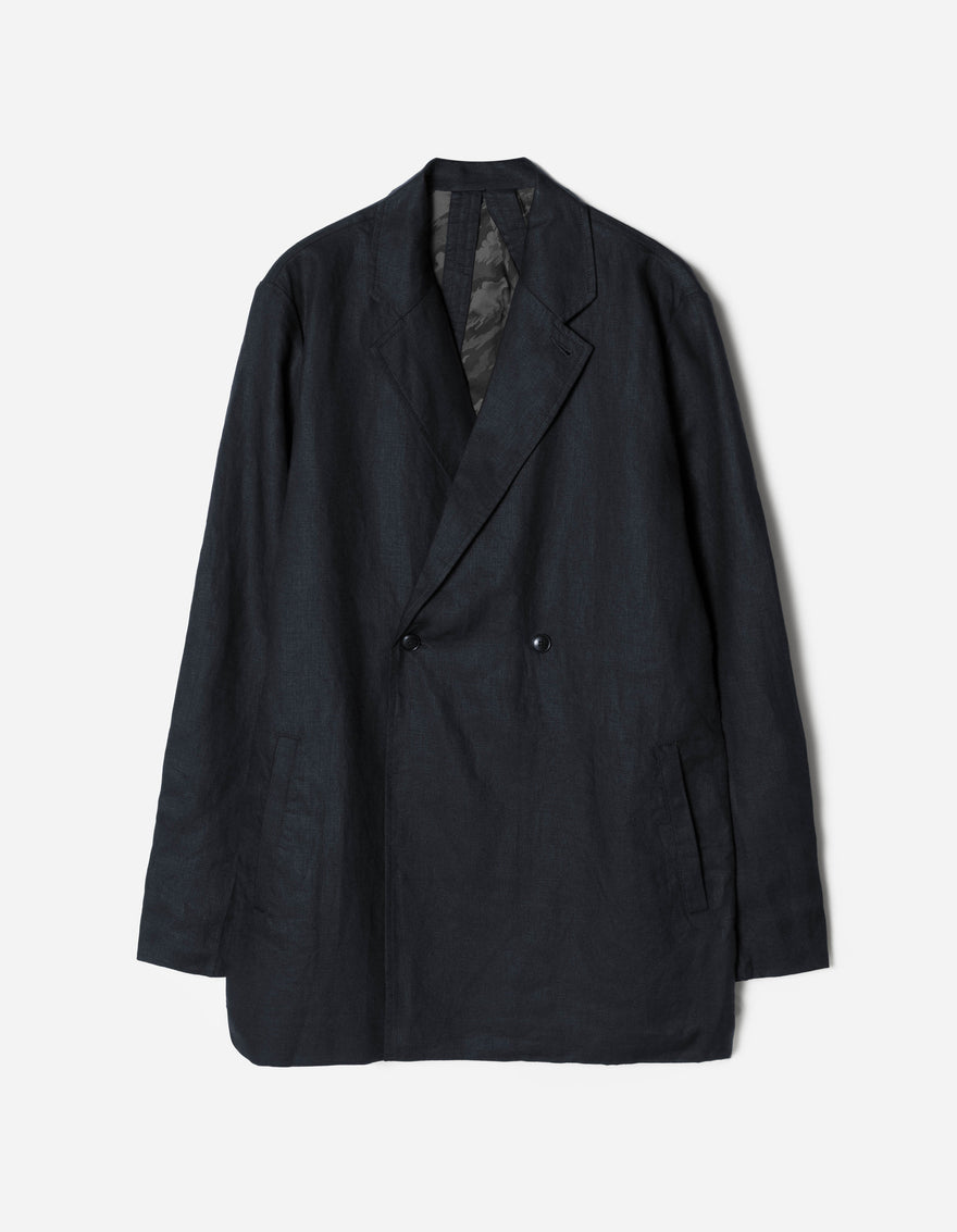 7311 Maha Asym Linen Blazer Navy