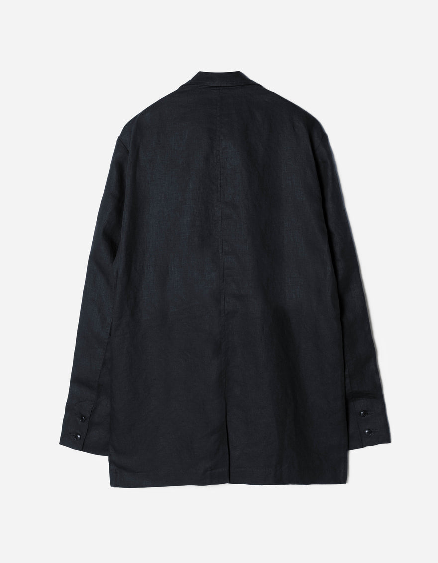 7311 Maha Asym Linen Blazer Navy