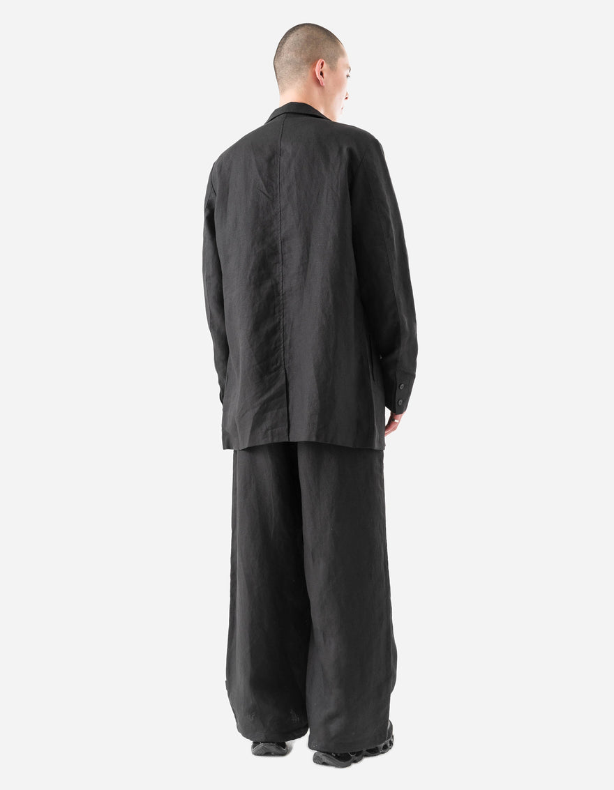 7312 Maha Asym Linen Pleated Pants Black