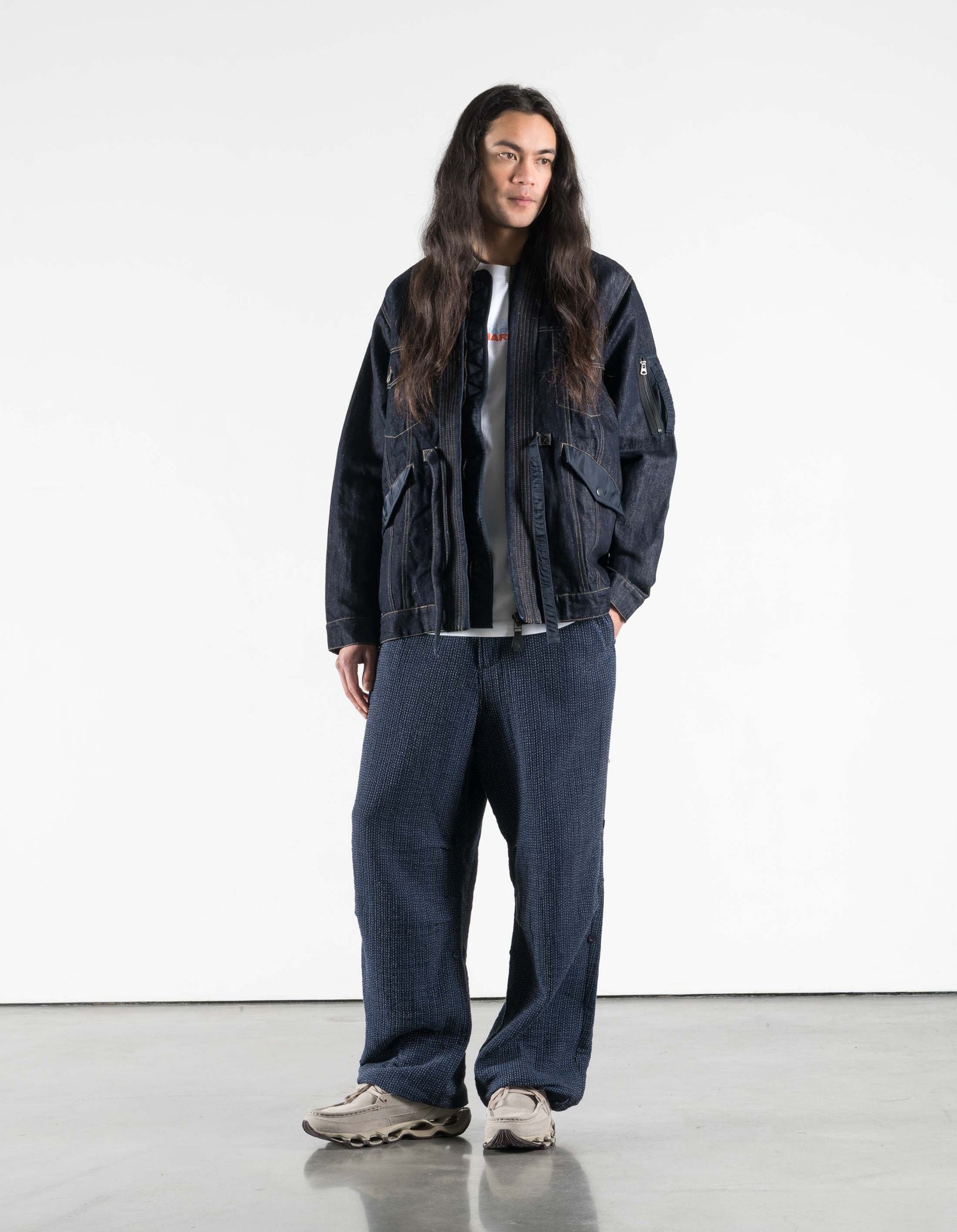 7314 L2-B Hemp Denim Trucker Kimono Indigo