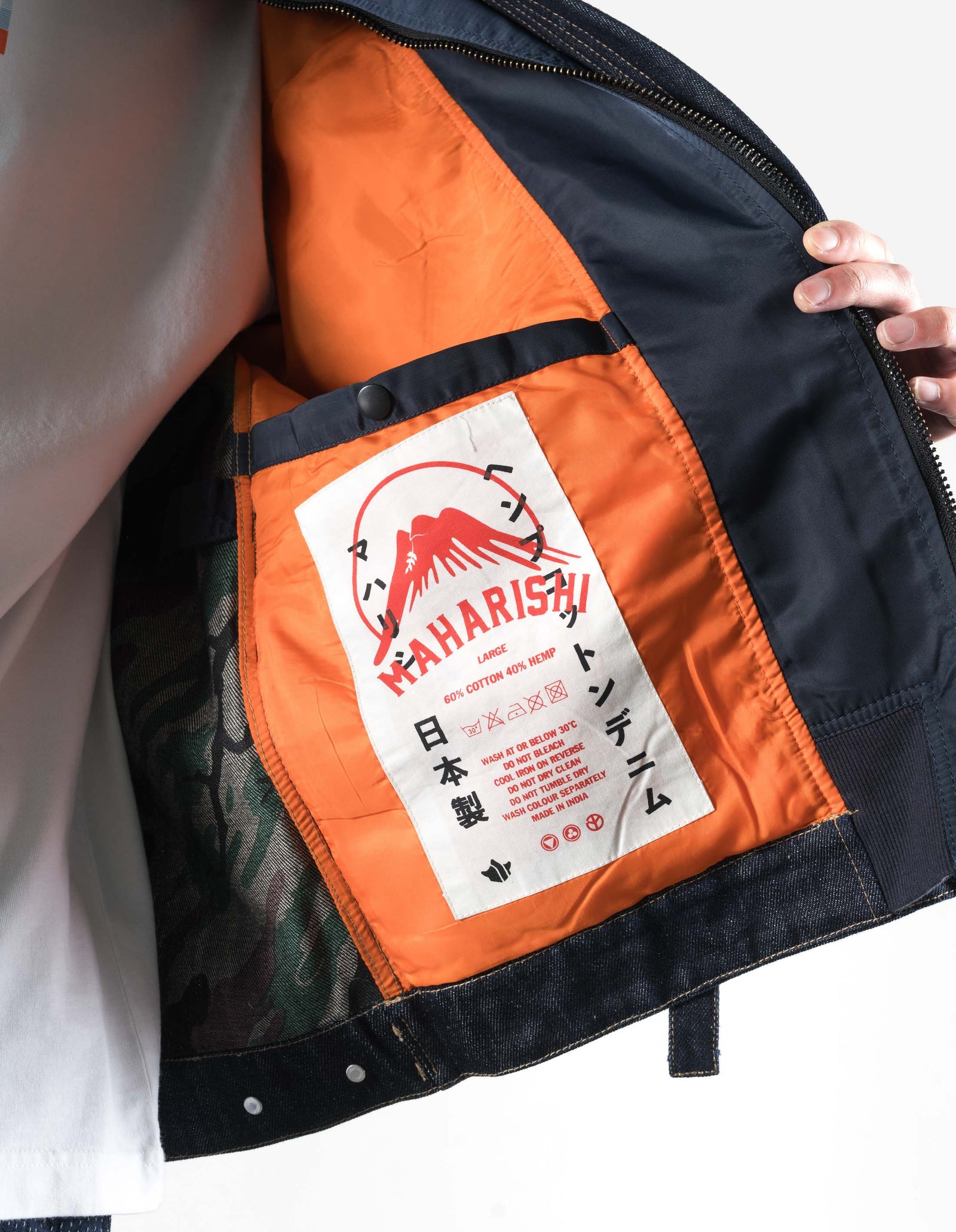 7314 L2-B Hemp Denim Trucker Kimono Indigo