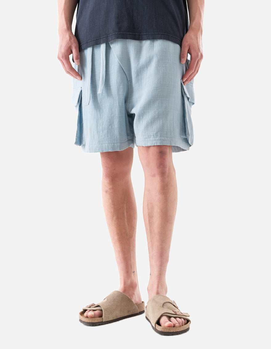 7317 Double Voile Asym Cargo Shorts Light Blue