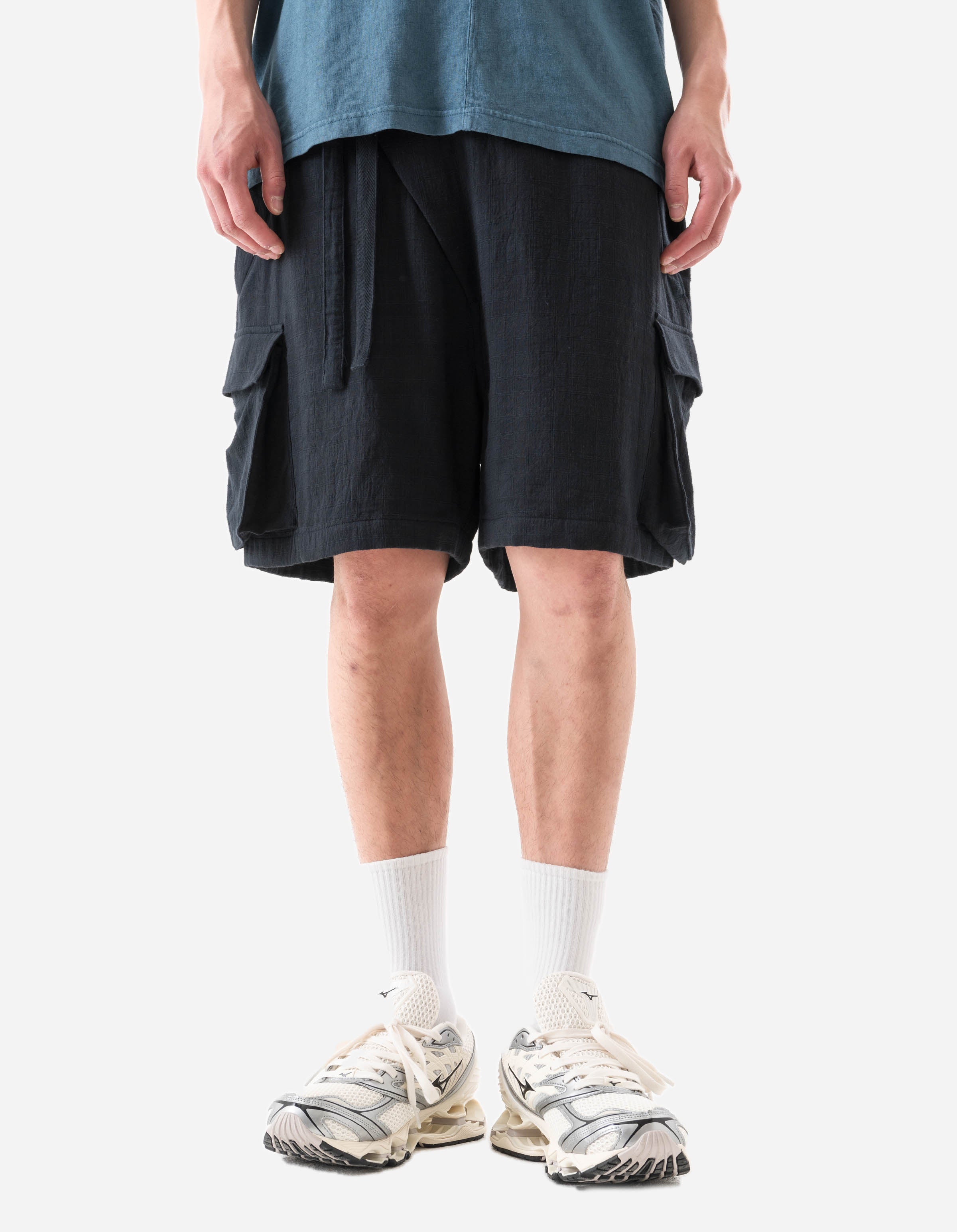 7317 Double Voile Asym Cargo Shorts Navy – Maharishi