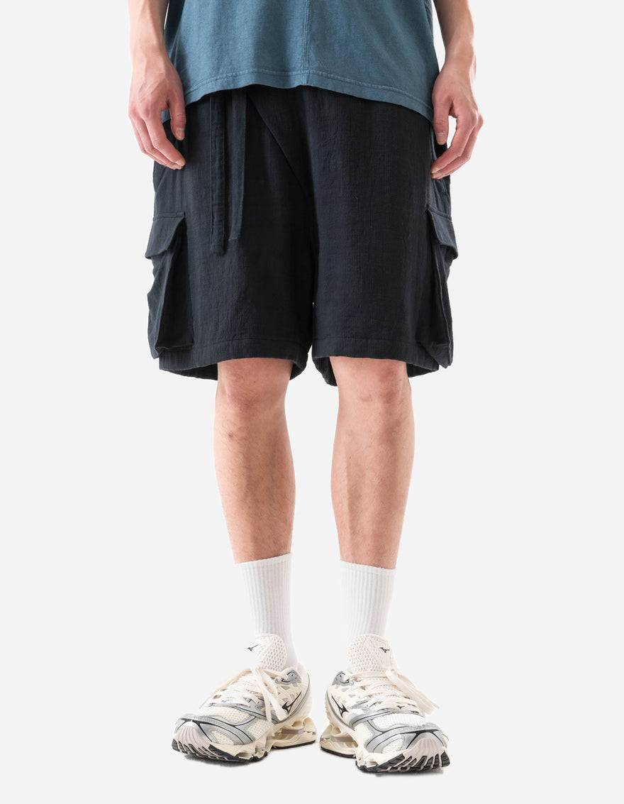 7317 Double Voile Asym Cargo Shorts Navy