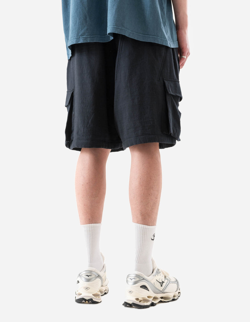 7317 Double Voile Asym Cargo Shorts Navy
