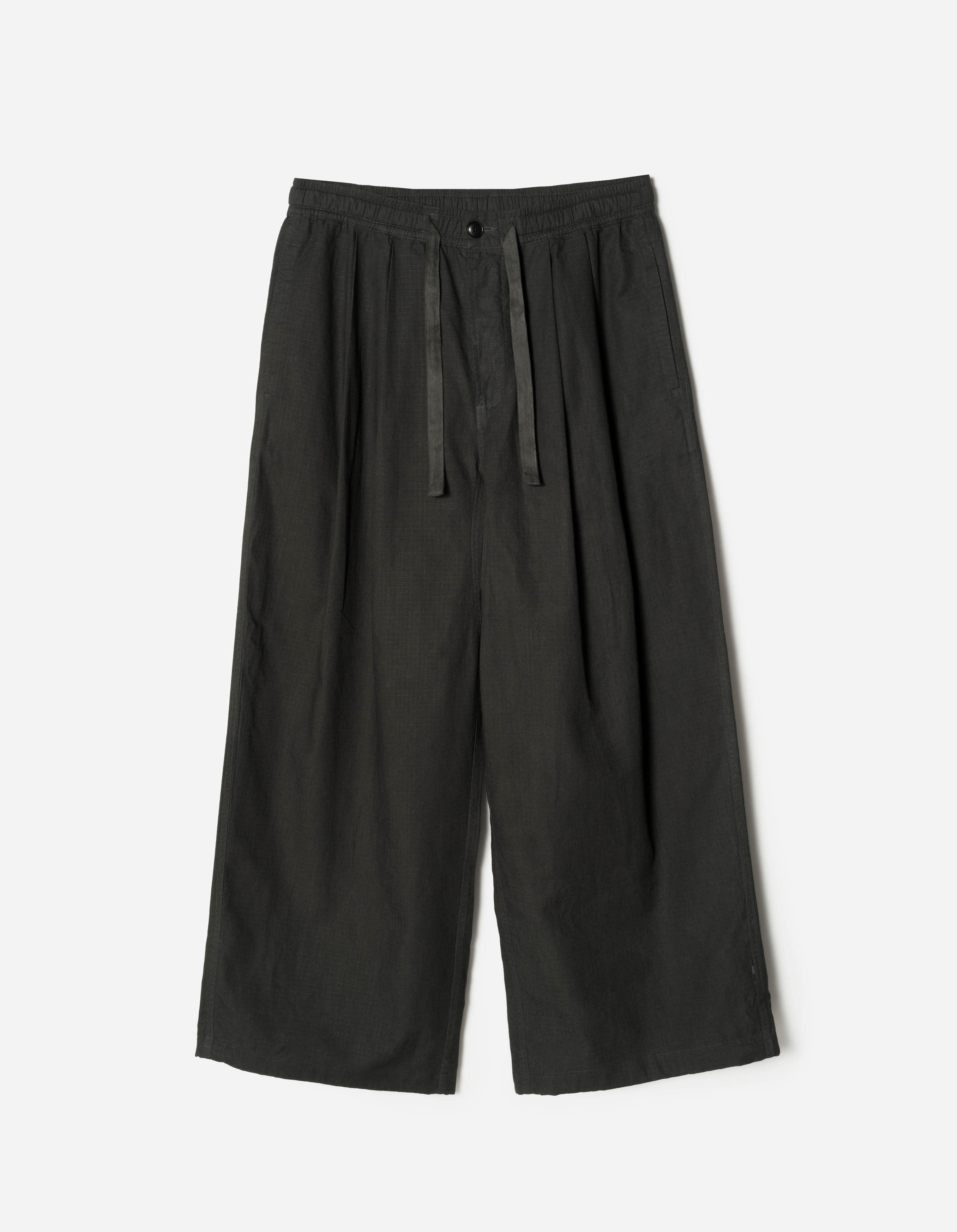 【試着のみ】ito fukuoka jacquard pants 7319 Hemp Ripstop Pleated Trousers Black – Maharishi