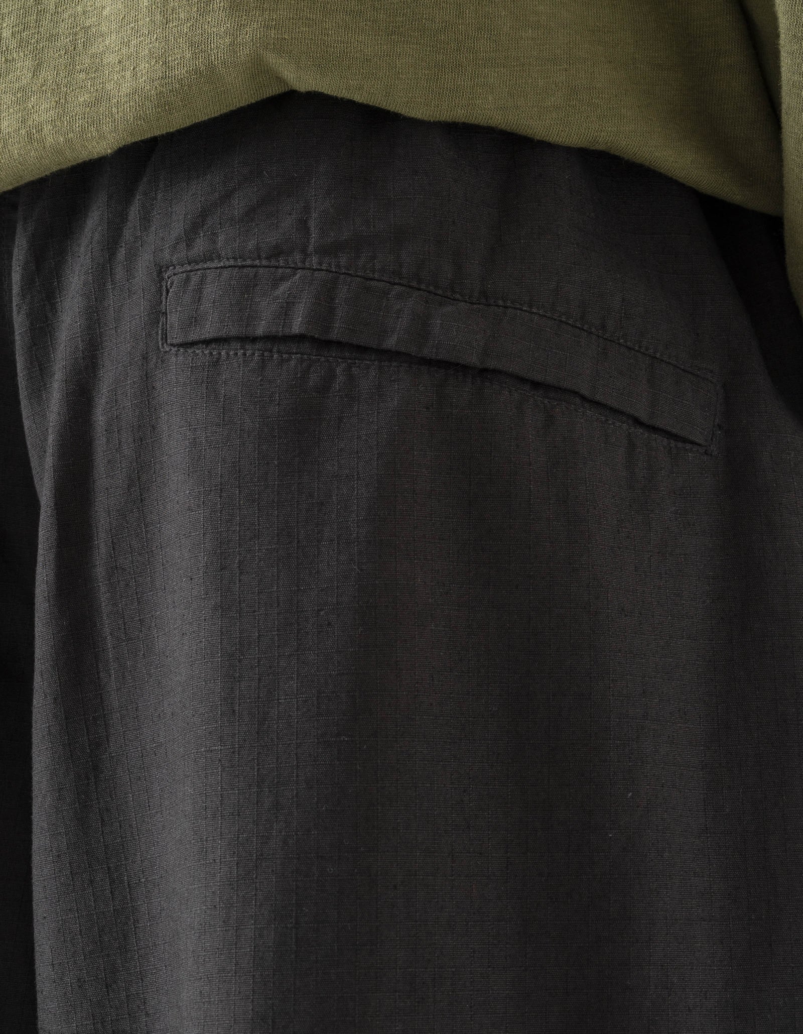 7319 Hemp Ripstop Pleated Trousers Black