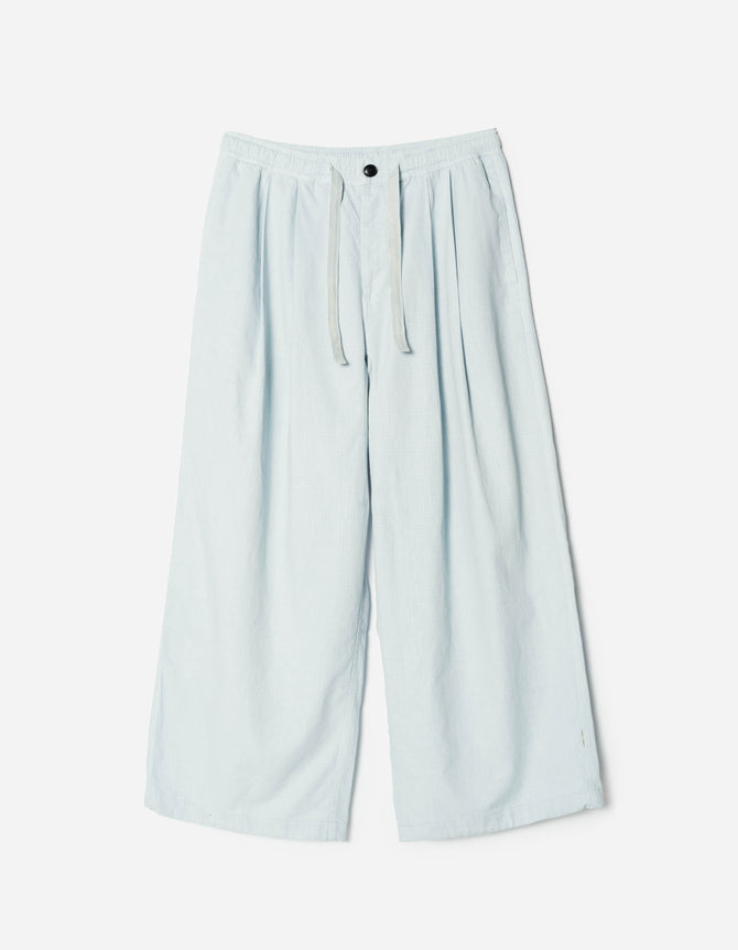 7319 Hemp Ripstop Pleated Trousers Light Blue