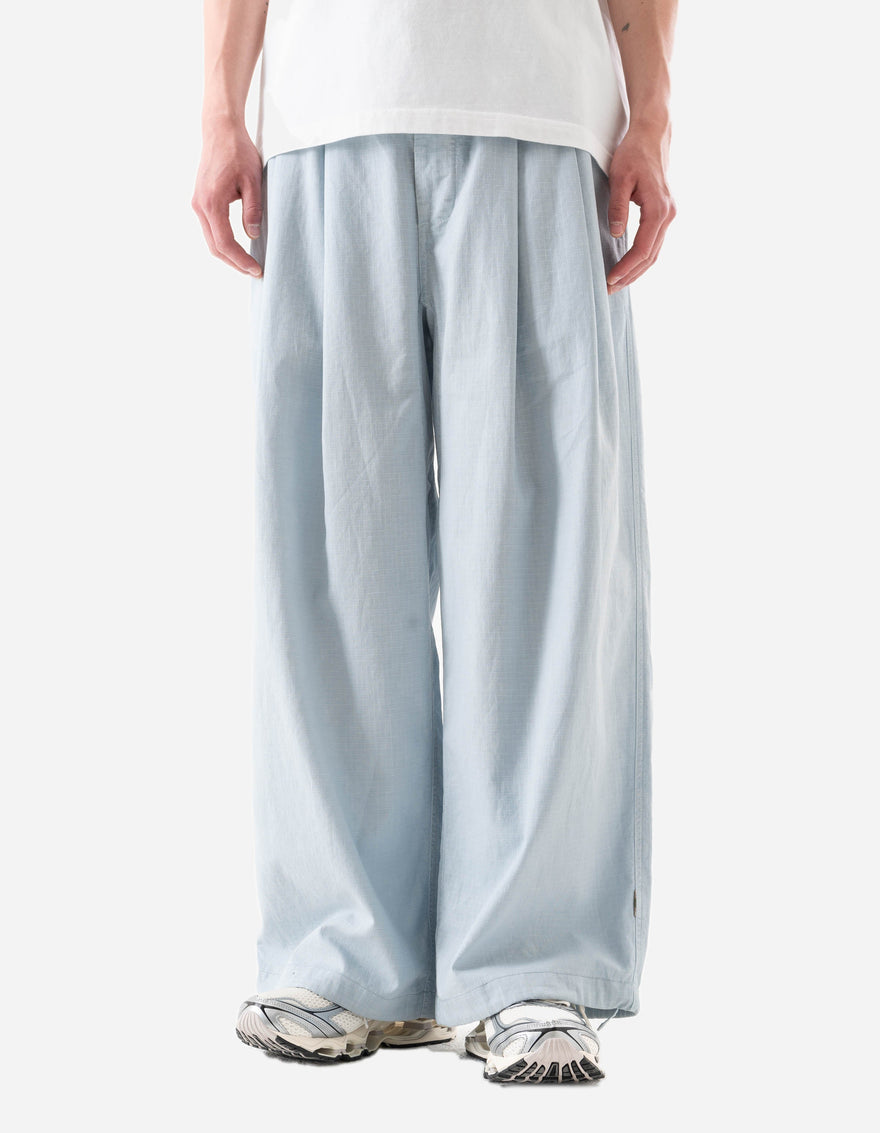 7319 Hemp Ripstop Pleated Trousers Light Blue