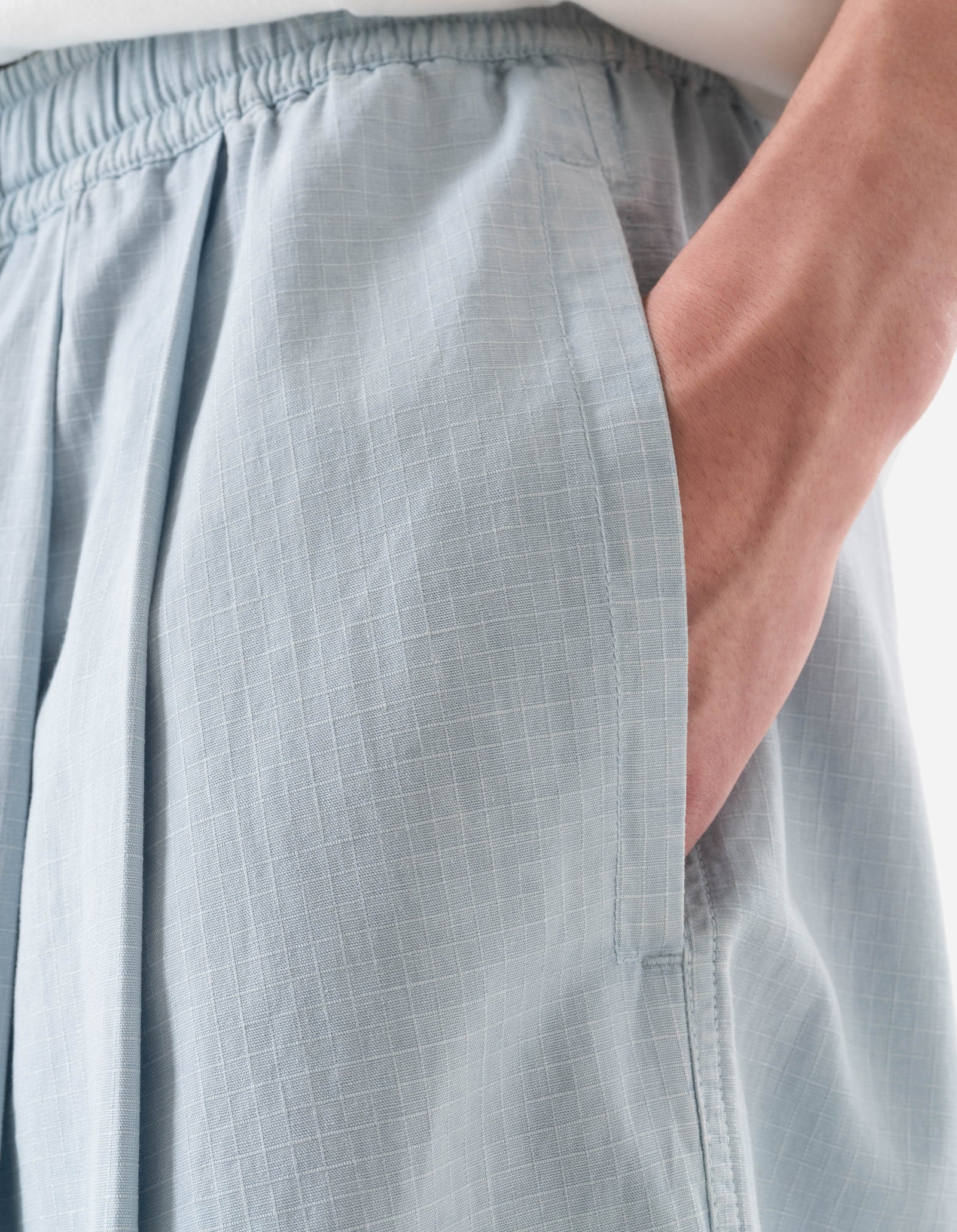 7319 Hemp Ripstop Pleated Trousers Light Blue