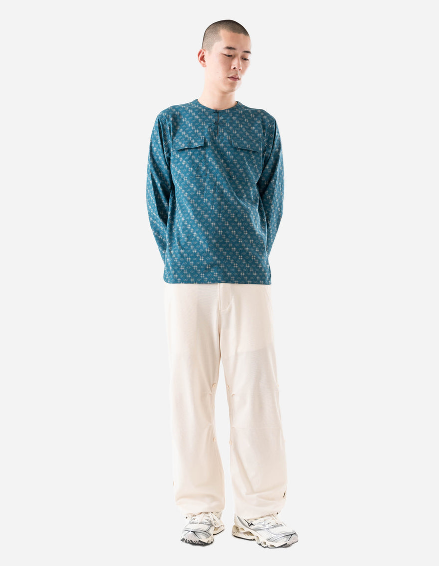7321 Kasuri Kurta Shirt Aizome Blue