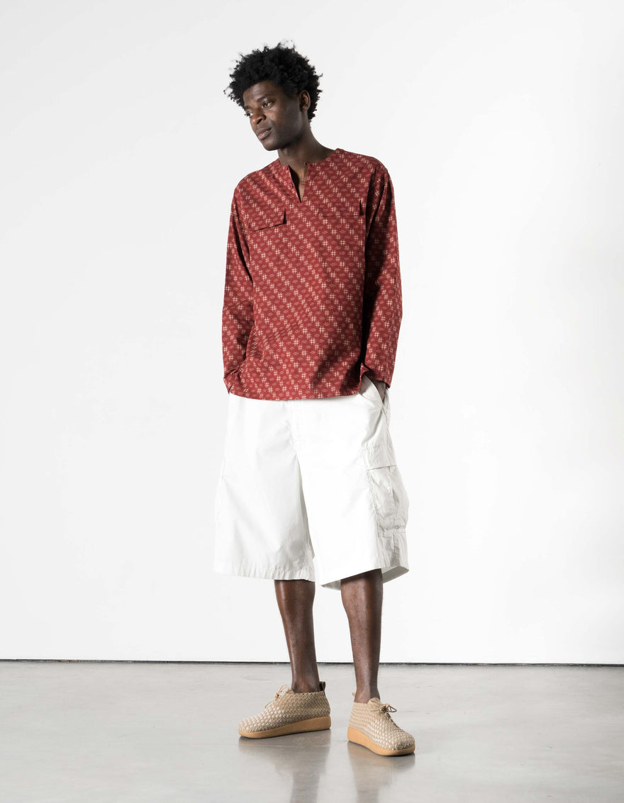 7321 Kasuri Kurta Shirt Aka Red