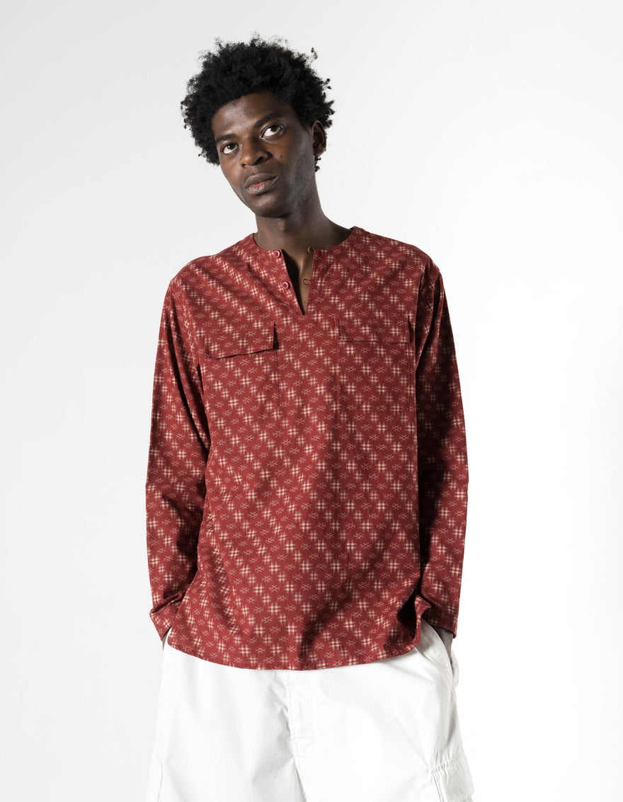 7321 Kasuri Kurta Shirt Aka Red